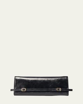 SIMKHAI River Leather East-West Moto Clutch Bag