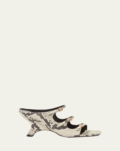 SIMKHAI River Snake-Printed Leather Buckle Mules