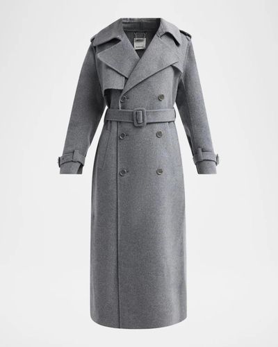 SIMKHAI Rumi Belted Wool-Blend Double-Breasted Long Coat