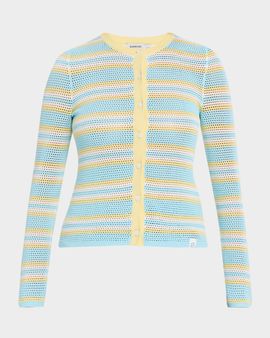 SIMKHAI Ruthie Striped Open-Knit Cardigan