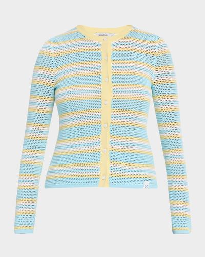 SIMKHAI Ruthie Striped Open-Knit Cardigan