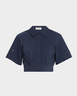 SIMKHAI Sabrina Cropped Short-Sleeve Top