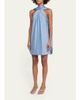 SIMKHAI Satin Mock Turtleneck Sleeveless Mini Dress - 4