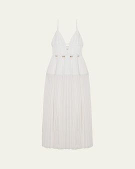 SIMKHAI Selene Pleated Cotton Gown