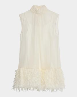 SIMKHAI Shirya Feather-Trimmed Organza Mini Dress