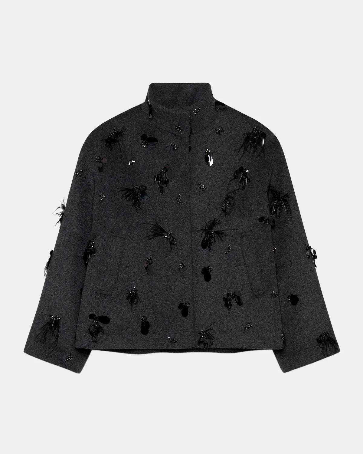 SIMKHAI Siena Embellished Wool-Blend Jacket