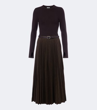 Simkhai Simkhai Abilene checked ribbed-knit pleated midi dress