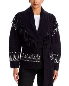 Simkhai Simkhai Anaise Wool Blend V Neck Fair Isle Cardigan Sweater