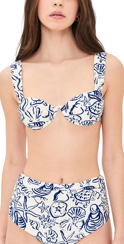 SIMKHAI SIMKHAI Anniston Ruched Cup Bikini Top Blueberry Multi