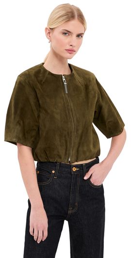 SIMKHAI SIMKHAI Austyn Short Sleeve Zip Up Jacket Sea Turtle