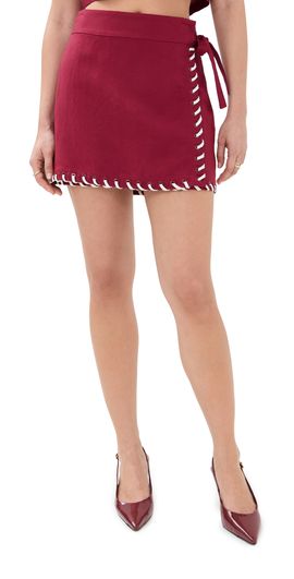 SIMKHAI SIMKHAI Banks Wrap Mini Skirt Oxblood Multi