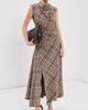 SIMKHAI SIMKHAI Burke Draped Midi Dress Otter Plaid - 2