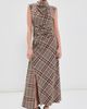 SIMKHAI SIMKHAI Burke Draped Midi Dress Otter Plaid - 6