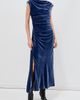 SIMKHAI SIMKHAI Burke Draped Velvet Midi Dress Sapphire - 2