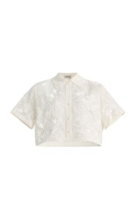 SIMKHAI SIMKHAI Callie Embroidered LinenBlend Shirt
