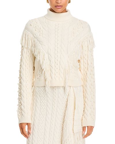 Simkhai Simkhai Callista Cotton Blend Fringed Cable Knit Sweater