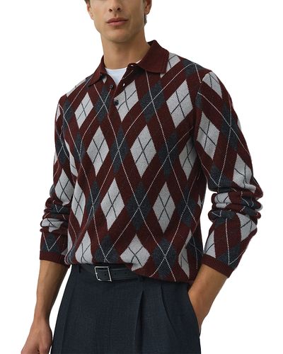 Simkhai Simkhai Callum Argyle Cashmere Long Sleeve Polo