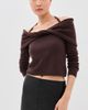 SIMKHAI SIMKHAI Cambria Long Sleeve Off Shoulder Top Chocolate - 2