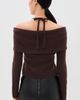 SIMKHAI SIMKHAI Cambria Long Sleeve Off Shoulder Top Chocolate - 3