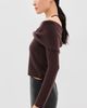 SIMKHAI SIMKHAI Cambria Long Sleeve Off Shoulder Top Chocolate - 4