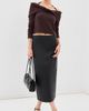 SIMKHAI SIMKHAI Cambria Long Sleeve Off Shoulder Top Chocolate - 5