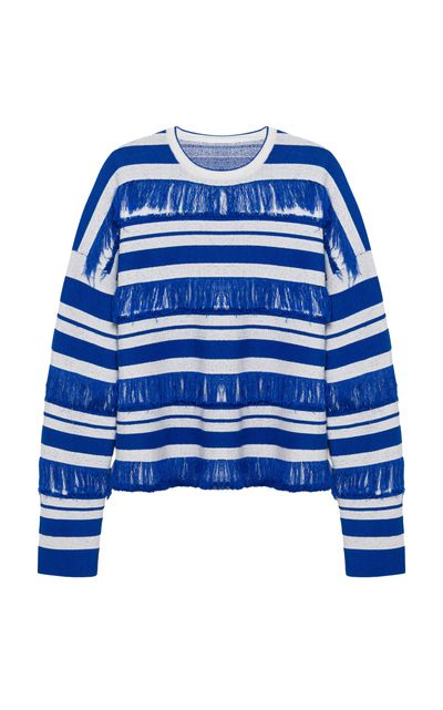 SIMKHAI SIMKHAI Carrick Fringed CottonBlend Knit Sweater