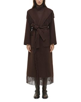 Simkhai Simkhai Carrie Fringe Trim Belted Coat