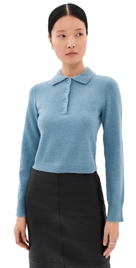 SIMKHAI SIMKHAI Constance Long Sleeve Polo Dusty Blue