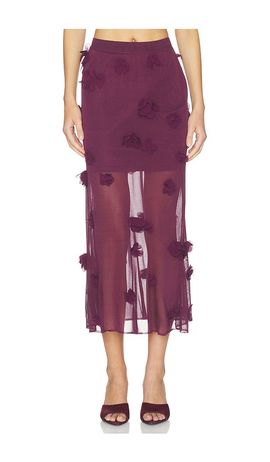 SIMKHAI SIMKHAI Cora Floral Applique Midi Skirt