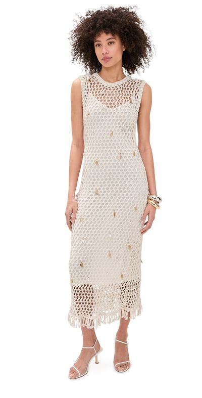 SIMKHAI SIMKHAI Coralia Knit Charmed Midi Dress Sand Multi