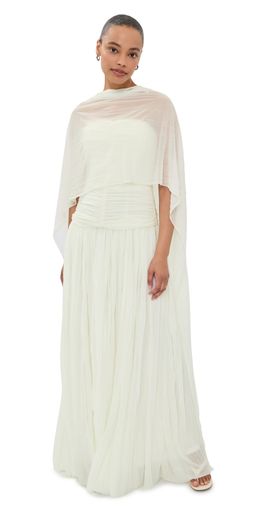 SIMKHAI SIMKHAI Dani Bustier Gown With Cape Ivory