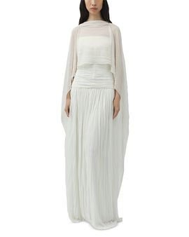 Simkhai Simkhai Dani Crinkle Jersey Bustier Gown with Cape