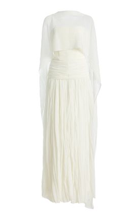 SIMKHAI SIMKHAI Danielle Crinkled Jersey Cape Gown