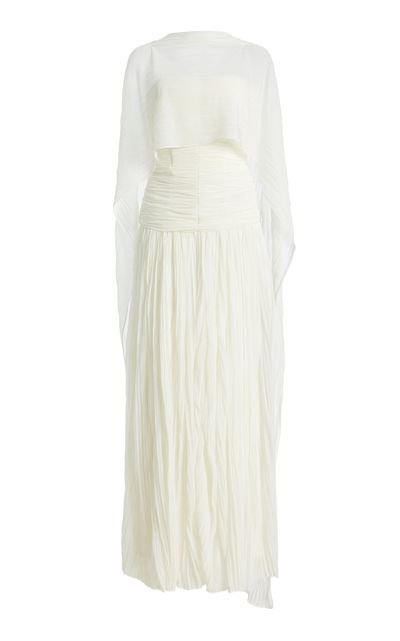 SIMKHAI SIMKHAI Danielle Crinkled Jersey Cape Gown