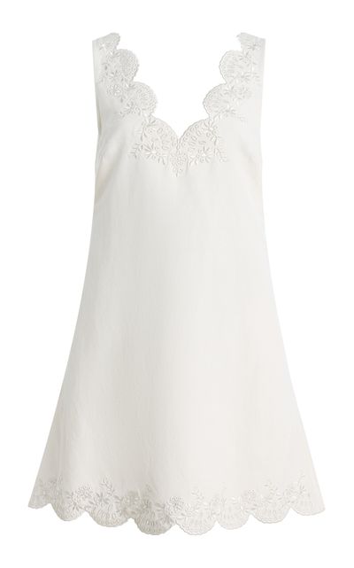 SIMKHAI SIMKHAI Edena Embroidered LinenBlend Mini Dress