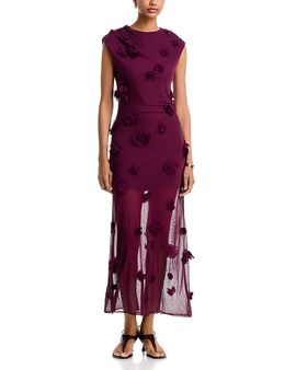 Simkhai Simkhai Floral Applique Mesh Overlay Dress