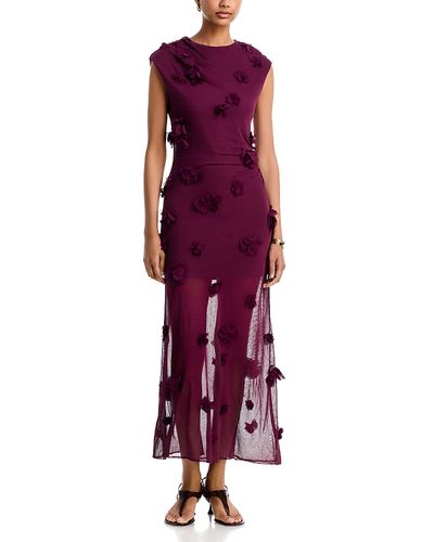 Simkhai Simkhai Floral Applique Mesh Overlay Dress