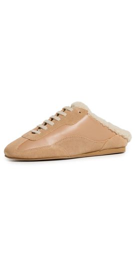 SIMKHAI SIMKHAI Georgie Shearling Slip On Sneakers Light Camel Ecru