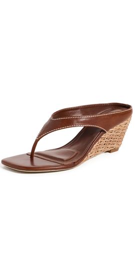 SIMKHAI SIMKHAI Hazel Leather Thong Wedges Saddle