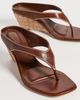 SIMKHAI SIMKHAI Hazel Leather Thong Wedges Saddle - 5