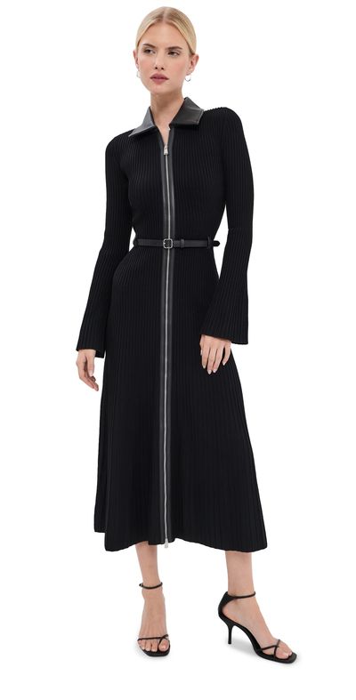 SIMKHAI SIMKHAI Ismelle Collared Midi Dress Black