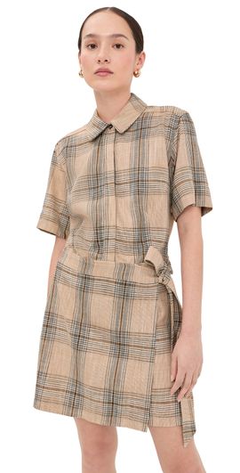 SIMKHAI SIMKHAI Jensen Wrap Dress Rattan Plaid