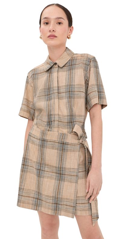 SIMKHAI SIMKHAI Jensen Wrap Dress Rattan Plaid