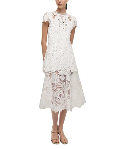 Simkhai Simkhai Laura Guipure Lace Cap Sleeve Midi Dress