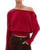 SIMKHAI SIMKHAI Lavina Draped Off Shoulder Sweater Lipstick - 1