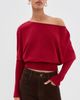 SIMKHAI SIMKHAI Lavina Draped Off Shoulder Sweater Lipstick - 2