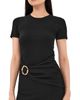 SIMKHAI SIMKHAI Leni Short Sleeve Draped Mini Dress Black - 1