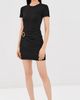 SIMKHAI SIMKHAI Leni Short Sleeve Draped Mini Dress Black - 5