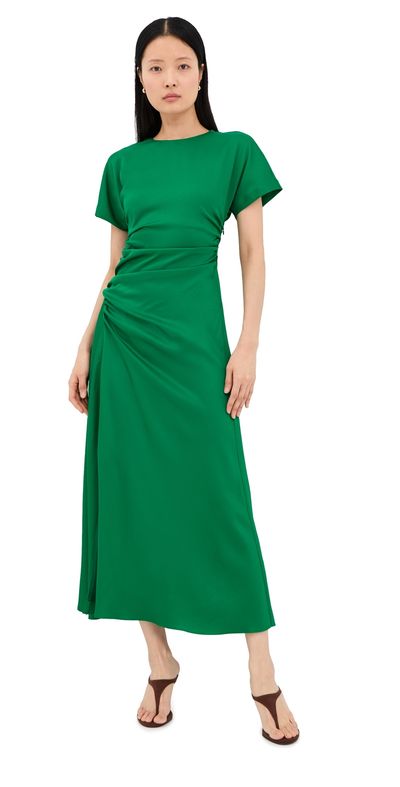 SIMKHAI SIMKHAI Marabella Draped Midi Dress Kelly Green