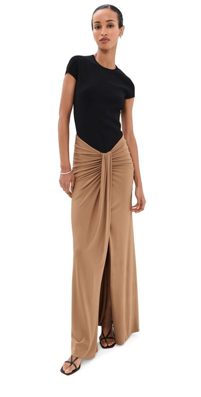 SIMKHAI SIMKHAI Matilde Short Sleeve Gown Black multi